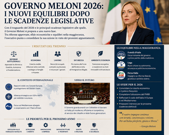 Governo Meloni 2026: i nuovi equilibri dopo le scadenze legislative